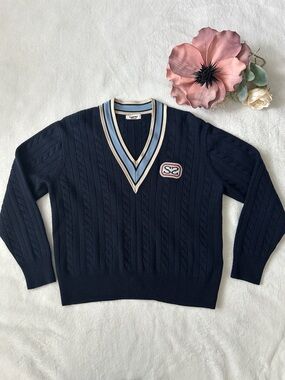 Sandro Monogram V-Neck Sweater Medium